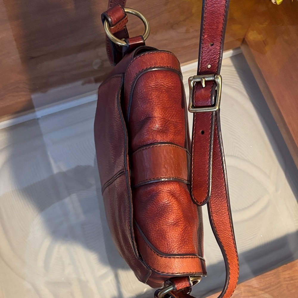 Fossil Vintage Brown Leather Crossbody Saddle Bag - Picture 6 of 14